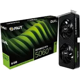Відеокарта GeForce RTX 5060 Ti, Palit, Dual, 8Gb GDDR7, 128-bit, HDMI/3xDP, 2573/28000 MHz, 8-pin (NE7506T019P1-GB2062D)