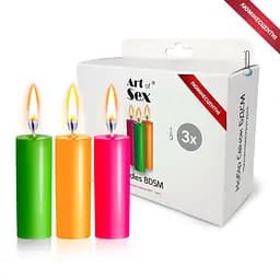 Набор восковых свечей Art of Sex size S, 10 см (3 шт), низкотемпературные, люминесцентные Art of Sex SO5961 95358
