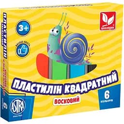 Пластилин восковой Школярик, квадратный, 6 цветов, 120 г (83811908-UA)