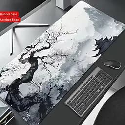 Килимок для миші та клавіатури "Zen Sakura" 80×30 см — арт-дизайн, який надихає, Сірий - мініатюра 2