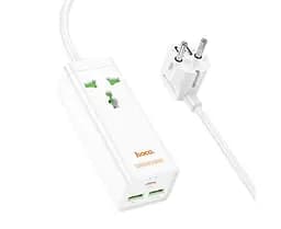 Зарядное устройство удлинитель Hoco AC9A 3 порта и 1 розетка 1.5 метра белое