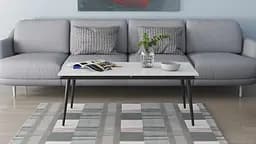 Стіл журнальний трансформер Dandi Small Ferrum-decor 45x120(160)x70 Чорний метал ДСП Білий 16 мм (FRD-106799) - мініатюра 10