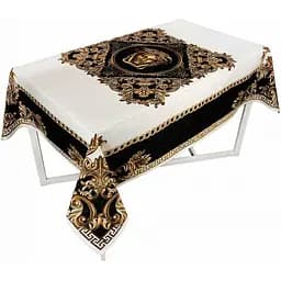 Скатертина Прованс Arte di lusso 140х135 см чорно-біла з золотим (25448)