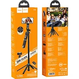 Монопод для селфі Hoco K22 трипод + знімний BT пульт Black - мініатюра 7