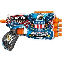 Игрушечный детский пистолет мех. четырехствольный с мягкими патронами (12 шт.) (Боевой Орел)(23 х 14.5см)