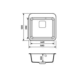 Кухонна мийка Adamant EXIST avena 500x500x190 мм, без крила 50 см - мініатюра 2