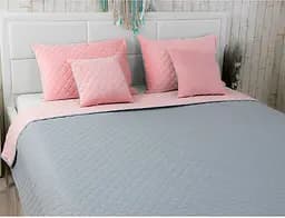 Набір VeLour покривало та 2 чохли на подушки Pink and Grey (К_994.55_Pink and Grey ромб) - мініатюра 5