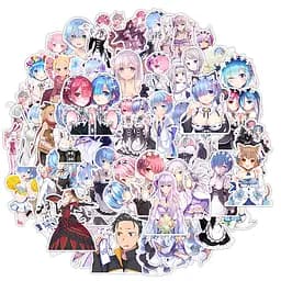 Стікерпак життя з нуля в альтернативному світі Набір наклейок GeekLand Re:Zero 50 штук