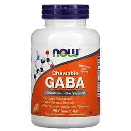 Амінокислота NOW GABA, 90 жувальних таблеток - Апельсин