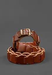 Женский кожаный бохо-ремень светло-коричневый краст