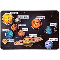 Деревянная развивающая доска Космос Ubumblebees (ПСД021) PSD021 планеты на липучках