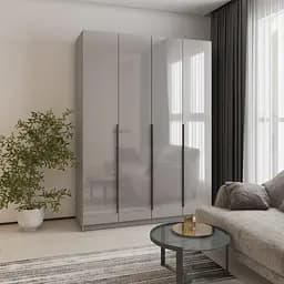 Шафа 4-дверна MebelStar Оскар Gloss BL-B, 4 додаткові полиці 160x52x220 см Сіра мишка/Сірий (MBS-5302)