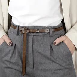 Ремень женский кожаный узкий с дырочками SF-1545 светло-коричневый (115 см)