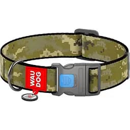 Нашийник для собак Waudog Nylon з QR-паспортом, Мілітарі, пластиковий фастекс, XXL, 46-70х3,5 см