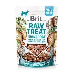 Лакомство для собак Brit Raw Treat freeze-dried Skin and Coat для кожи и шерсти, рыба и курица, 40 г