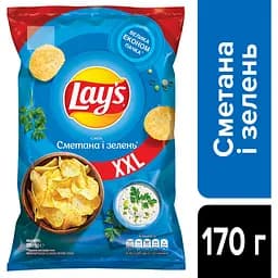 Чипси Lays зі смаком сметани і зелені 170 г (248533) - мініатюра 3