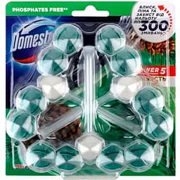 Блок для очищення унітазу Domestos Power 5 Свіжість хвої 165 г (3 шт. х 55 г) - мініатюра 2