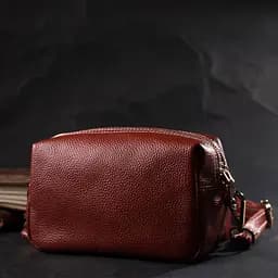 Неймовірна жіноча сумка з двома ременями з натуральної шкіри Vintage 22273 коричневий - мініатюра 7