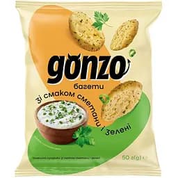 Пшеничні сухарики Gonzo зі смаком сметана і зелень 50 г (903652)