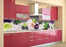 Кухонний фартух Ягоди та Квіти для кухні наклейка ожина троянди Абстракція Сірий 60х250 см Happy Pocket Z180476