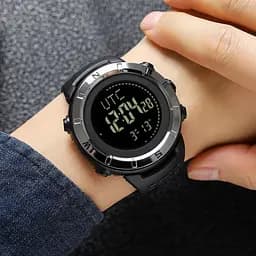 Годинник чоловічий спортивний з компасом Skmei 2096 Compass (Чорний з сріблястим) - мініатюра 7