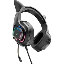 Навушники Hoco W107 Cute cat luminous cat ear gaming headphones чорно-зелені