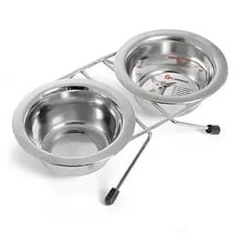 Flamingo Duo Dinner фламінго дуо діннер подвійна миска на підставці для собак, нержавійка 0.21, 7-11 см