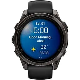 Смарт-годинник Garmin Fenix 8 AMOLED Sapphire 47mm Carbon Gray DLC Titanium with Black/Pebble Gray Silicone Band (010-02904-20) [115046] - мініатюра 2