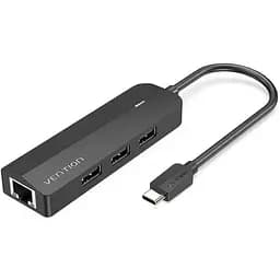 Usb-хаб Vention Usb-C to Usb 3.0x3 / RJ45 / Micro-B Hub 0. 15M черный ABS Type