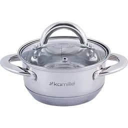 Кастрюля Kamille нержавеющая сталь с крышкой и полыми ручками 1.1 л (KM-5770)