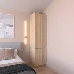 Шкаф пенал Vays R-22 Дуб Сонома, с полками, ЛДСП, 50×50×211 см - для одежды, белья, хранения, спальня, прихожая