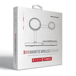 Настільна бездротова док станція 3в1, H101, біла, підтримка MagSafe, підходить для iPhone, AirPods та Apple Watch, універсальний зарядний пристрій для телефону, навушників та годинників, швидка бездротова зарядка, ArmorStandart (ARM78102) - мініатюра 8