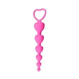 Силіконове анальне фігурне намисто HeartBeads 14,5 см діаметр 1,5 / 1,9 / 2,3 / 2,7 / 3,1 см рожеве