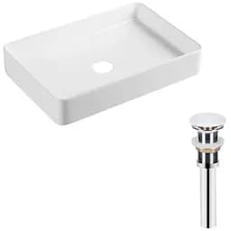 Комплект Qtap Tern: Раковина накладная прямоугольная 600x400x110 мм WHITE + Донный клапан PU02 (QT17112174WN47303)