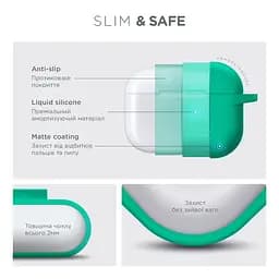 Силіконовий чохол для навушників Apple AirPods Pro 3, Hang Case, бірюзовий, ультратонкий захисний кейс товщиною 2 мм, захист від подряпин, пилу та ударів, компактний, з карабіном для кріплення, ArmorStandart (ARM88277) - мініатюра 3