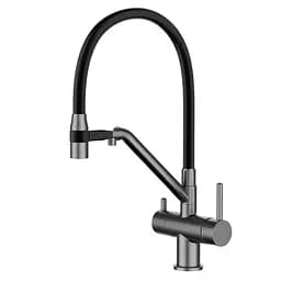 Змішувач для кухні на дві води Gappo G4398-89 сталь Графитовый хром