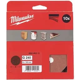 Папір шліфувальний MILWAUKEE діаметр 150мм//6 HL, зерно 240, (10шт)