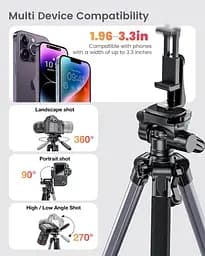 CAMBOFOTO 74"-Camera-Tripod, професійний алюмінієвий штатив/підставка для ніг Бездзеркальна камера/DSLR/Мобільний телефон - мініатюра 2