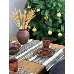 Комплект Рождественский льняной с украинским орнаментом Рандеву-2 Ранер 140х30 см + салфетки 30х40 см 24 шт.