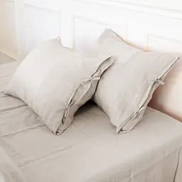 Комплект постільної білизни MirSon Natural Linen Jasmine льон євро бежево-сірий (2200008269074) - мініатюра 2