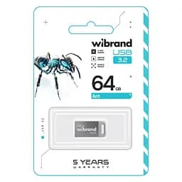 USB флеш накопичувач Wibrand 64GB Ant Silver USB 3.2 Gen 1 (USB 3.0) (WI3.2/AN64M4S) - мініатюра 2