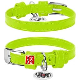 Ошейник для собак Waudog Glamour кожаный с QR паспортом, без украшений, XS, Ш 9 мм, Дл 18-21 см