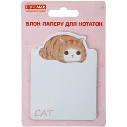Блок паперу для нотаток Buromax Lazy Cat з клейким шаром 70х94 мм 30 аркушів в асортименті (BM.2381-77) - мініатюра 2