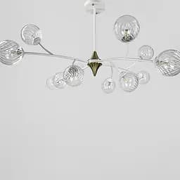 Біла люстра із поворотними гілочками на 12 плафонів Line.F K 21/12 WT+CL new