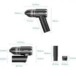 Пилосос автомобільний Vention 5000 Pа 70 W Li-Ion USB-C 4000 мА/г чорний - мініатюра 2