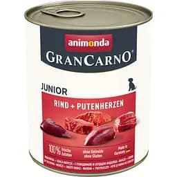 Влажный корм для щенков Animonda GranCarno Junior Beef + Turkey hearts с говядиной и индейкой 800 г