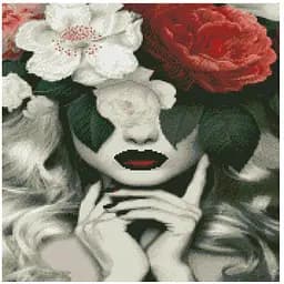 Алмазна мозаїка Strateg Дівчина з квітами GA0013 50х50 см