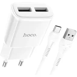 Блок питания и кабель Hoco C88A Type-C Cable Star round dual port charger set белый