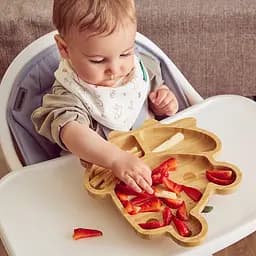 Дитяча бамбукова секційна тарілка Miniland Wooden Plate Frog, на присосці, коричневий із зеленим - мініатюра 7