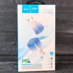 Комплект зарядный и кабель Hoco C101a 20w Pd + Кабель Type-C To Lightning